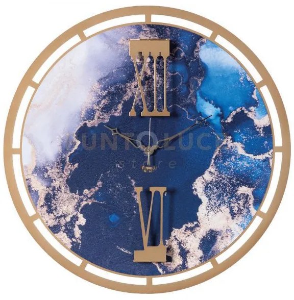 Orologio effetto marmo pregiato mood oro laccato e marmo blu in fer...