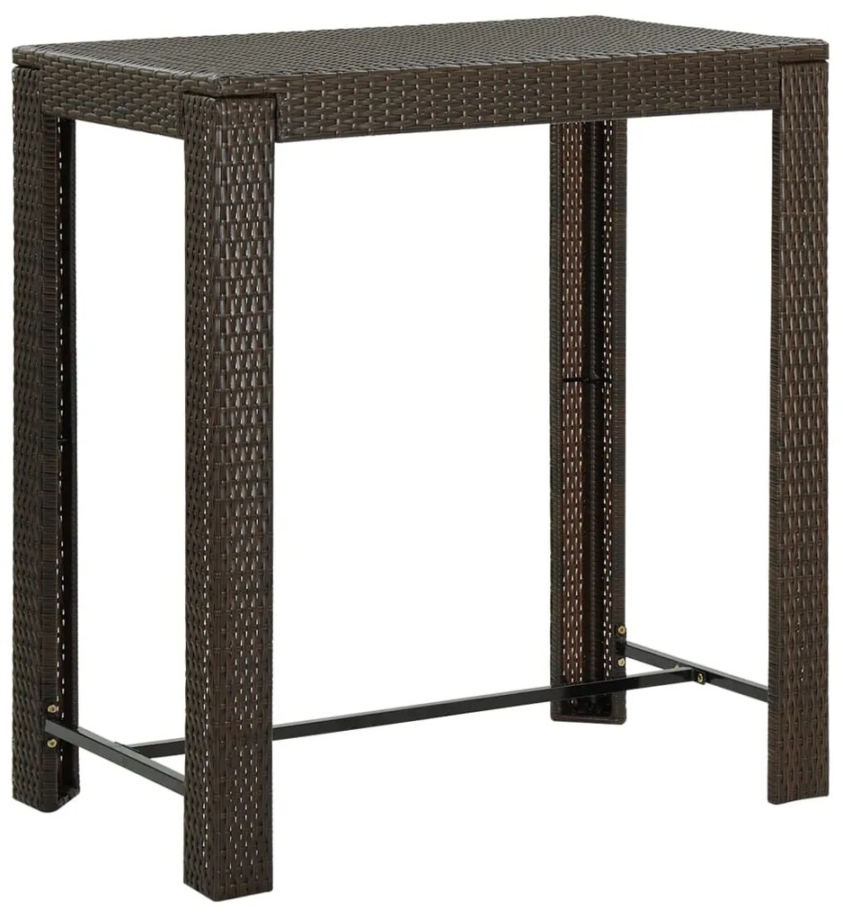 Tavolo da bar da giardino marrone 100x60,5x110,5 cm polyrattan