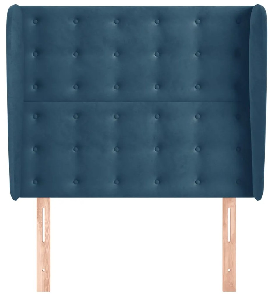 Testiera ad orecchio blu scuro 83x23x118/128 cm in velluto