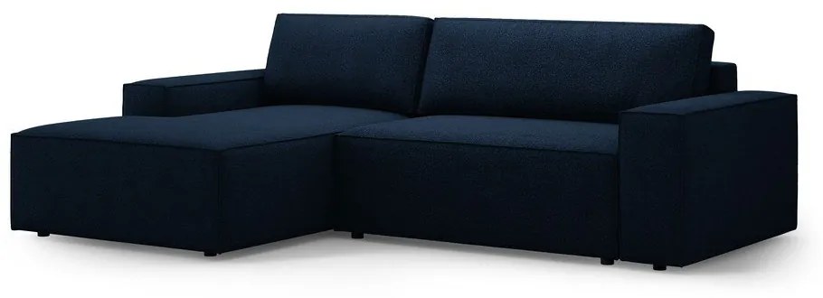 Divano letto angolare blu scuro in tessuto bouclé (angolo sinistro) Jodie - Micadoni Home