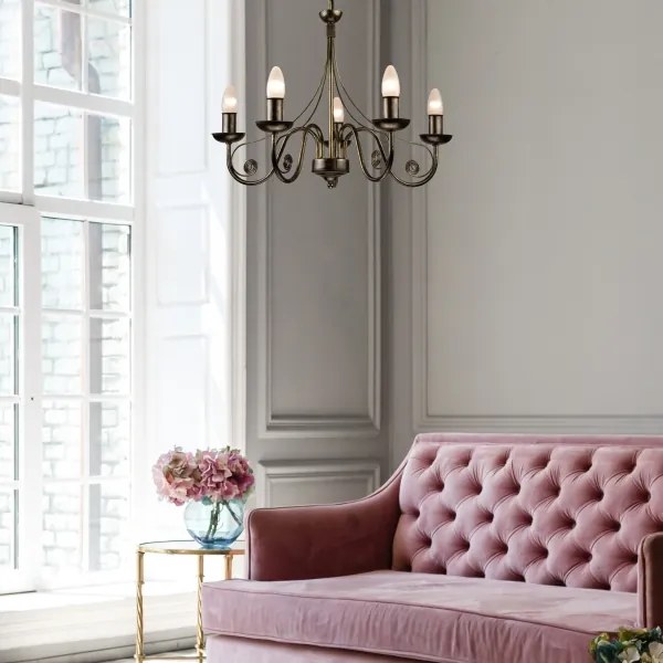 Lampadario a sospensione con catena DONATO 5xE14/40W/230V