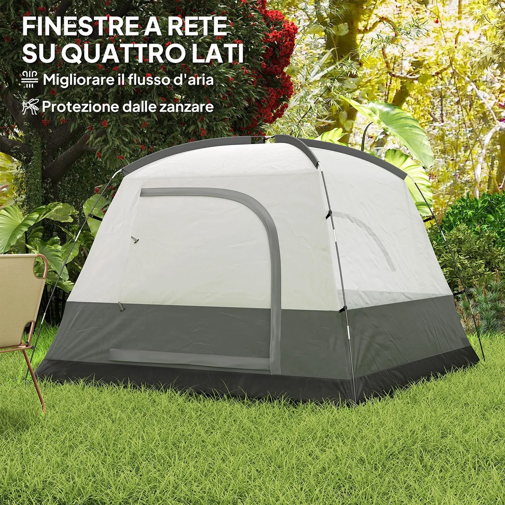 Tenda da Campeggio per 3 Persone Impermeabile 200x200x135H cm Impermeabile con Tasca e Gancio per Lanterna Arancione...