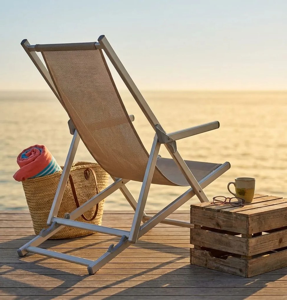 sdraio mare prendisole pieghevole in alluminio e textilene cm 98 x 67,5 x 106 h