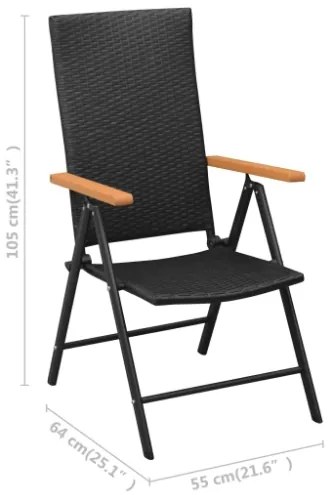 Sedie da Giardino 4 pz in Polyrattan Nero