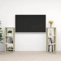 Mobili TV 2 pz Bianchi e Rovere Sonoma 107x35x37 cm Truciolato 3079912