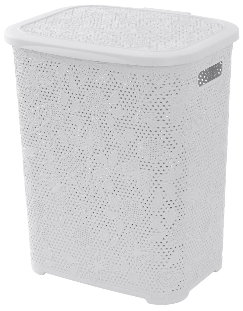 Portabiancheria Salvaspazio 50 Lt Feridras "Flower" Bianco