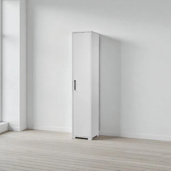 Scarpiera in legno nobilitato 1 anta ripiani interni 37x189h cm Bianco Frassino