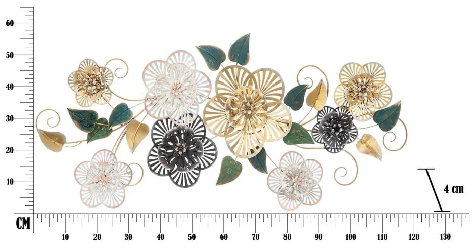 Decorazione da appendere in metallo con motivo floreale Mauro Ferretti -B-, 118 x 58 cm Campur - Mauro Ferretti