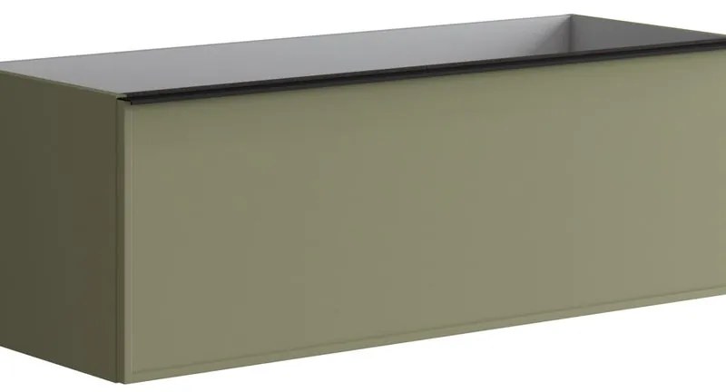 Mobile da bagno sotto lavabo Pixel frame laccato opaco verde salvia e maniglia alluminio nero L 120 x H 40 x P 45.5 cm 2 cassetti, lavabo non incluso