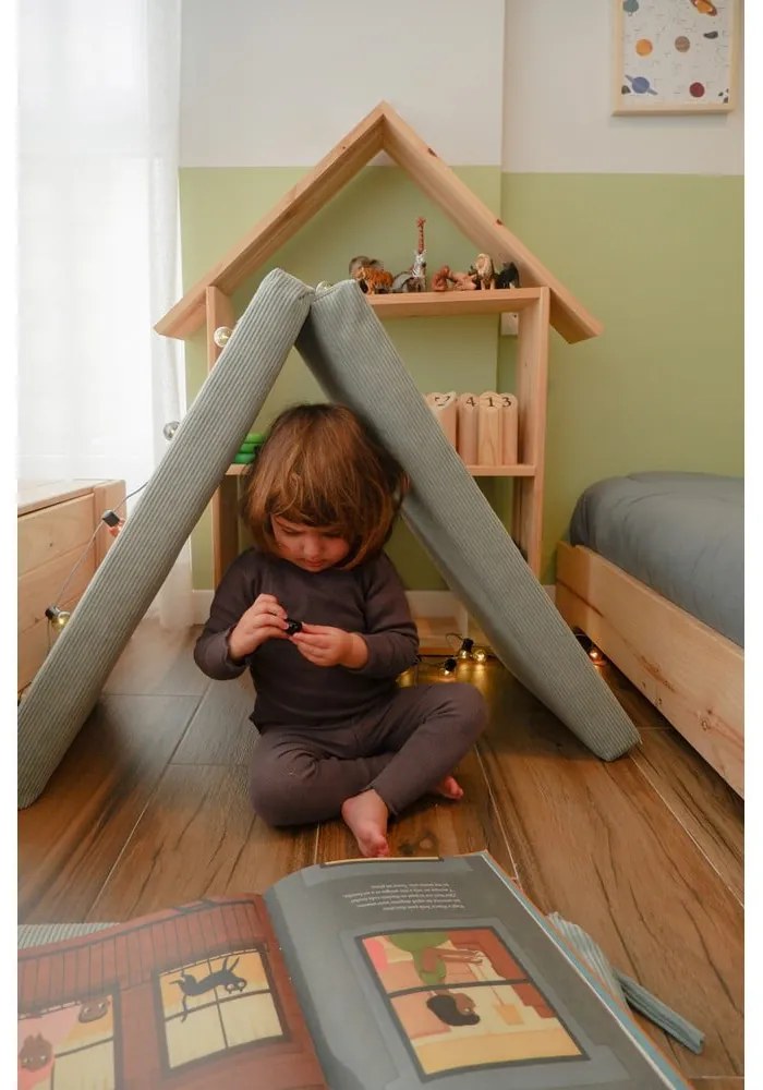 Pouf per bambini in velluto a coste blu chiaro Montessori - Little Nice Things