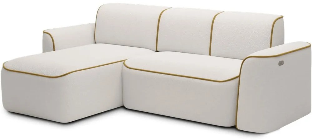 Divano angolare giallo/color crema (con penisola a sinistra/con chaise lounge) e rivestimento in bouclé Ume – ELTAP