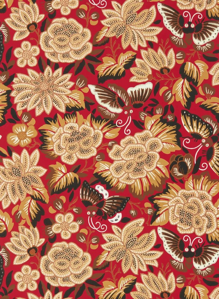 Sanderson Tapete Amara Butterfly - Cinnabar/ Ink Black