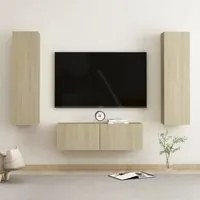 Set Porta TV 3 pz Rovere Sonoma in Truciolato cod mxl 33833