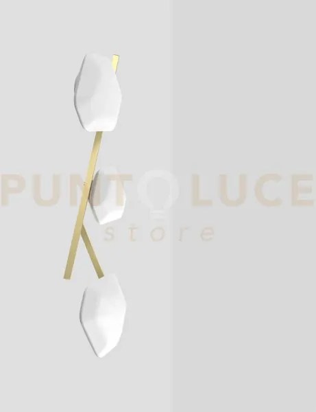 Modulor plafoniera applique 3 bianco satinato e ottone verniciato l...