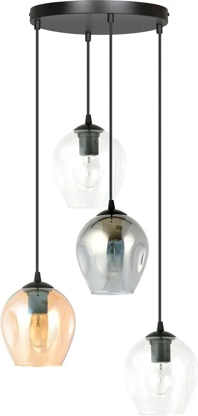 Lampadario a Sospensione ISTAR 4 PREMIUM 4xE27 in Acciaio e Vetro
