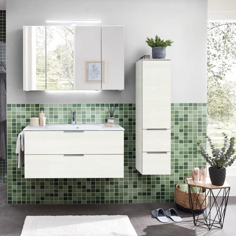 Mobile da bagno sospeso sotto lavabo L 99 x H 48 x P 45 cm bianco, 2 cassetti PELIPAL Madeo