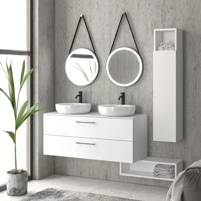 Mobile bagno 120cm con 2 cassetti e piano per lavabo appoggio EL-120P - KAMALU