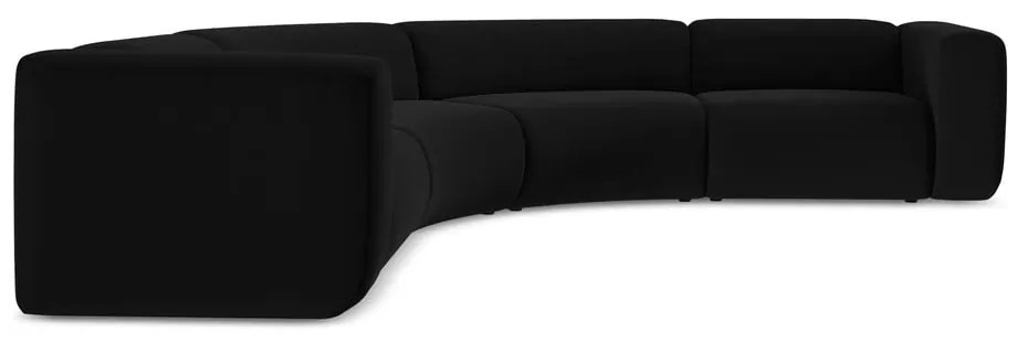 Divano angolare nero con rivestimento in velluto Ekahi – Makamii