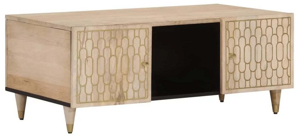 Tavolino Da Salotto 100x54x40 Cm İn Legno Massello Di Mango /