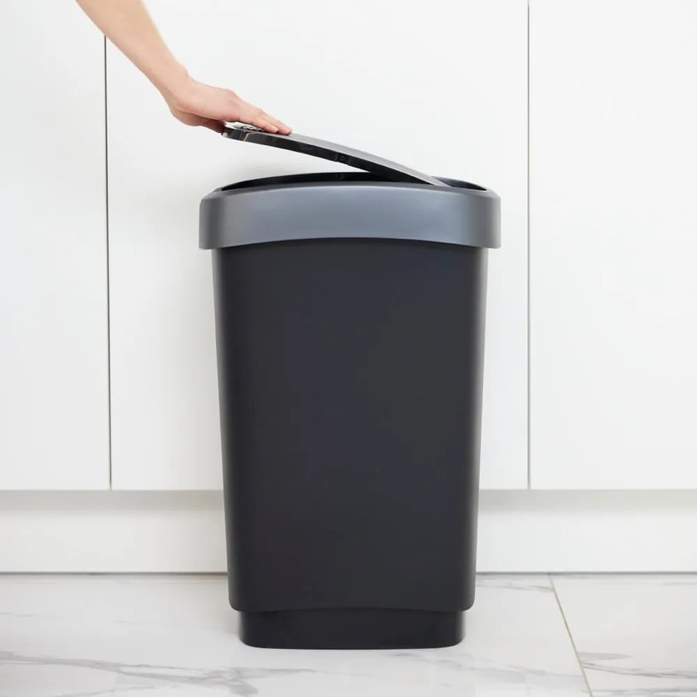 Cestino in plastica riciclata argento-nero 25 l Twist - Rotho