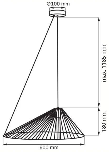 Lampadario a sospensione con filo AURORA 1xE27/20W/230V diametro 60 cm nero