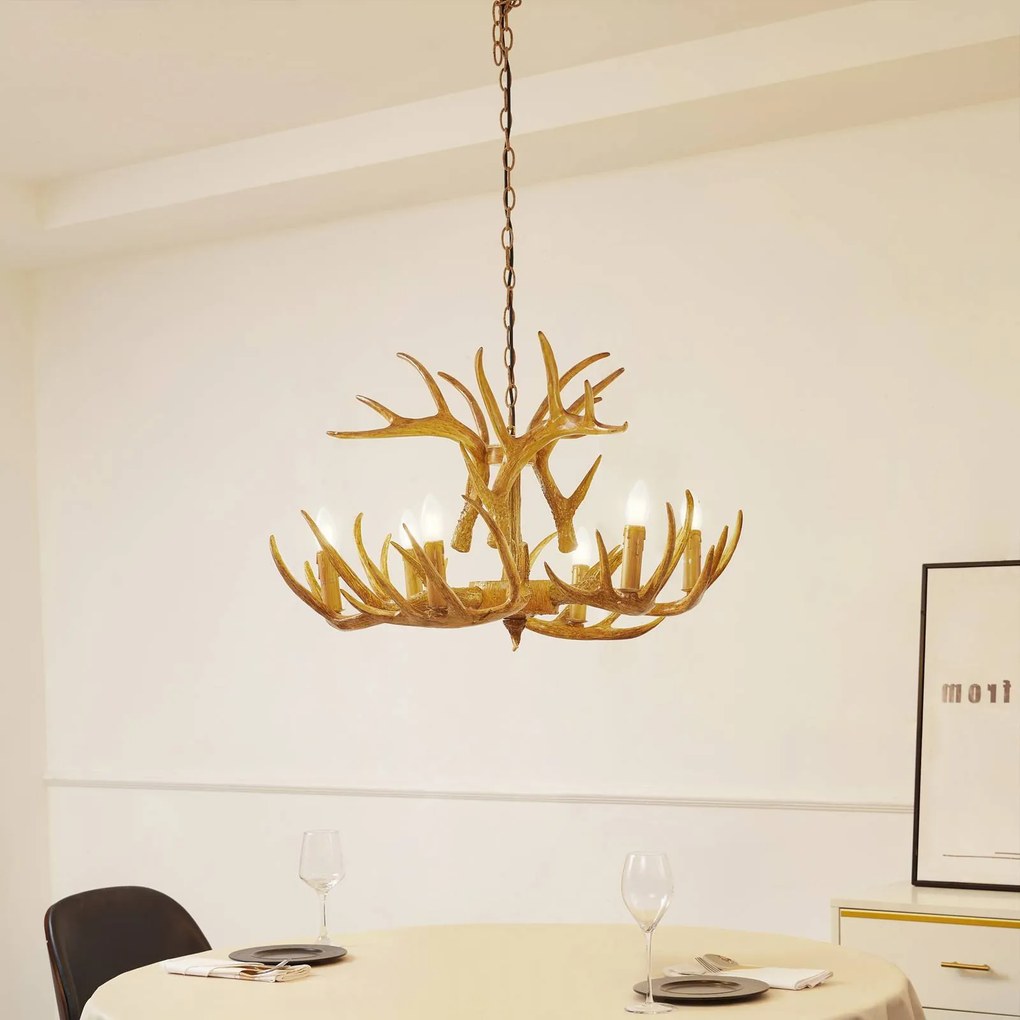 Lampada a sospensione Fibi Lindby, dimmerabile, Marrone / Ruggine, Soggiorno / Sala da pranzo, Plastica, Campagna / Rustiche, Lampada a sospensione