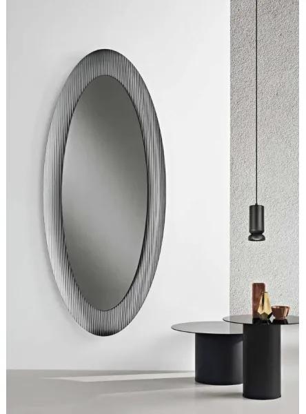 Specchio ovale ENEA con cornice cannettata Fumč 70x167 cm