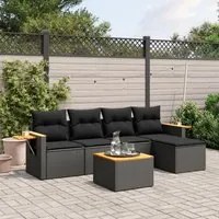 Set Divano da Giardino 6 pz con Cuscini Nero in Polyrattan 3226762