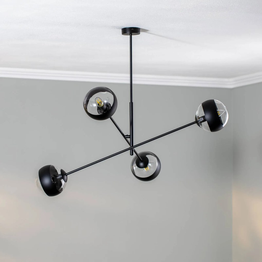 EMIBIG LIGHTING Plafoniere lineari, nero/trasparente, 4 luci