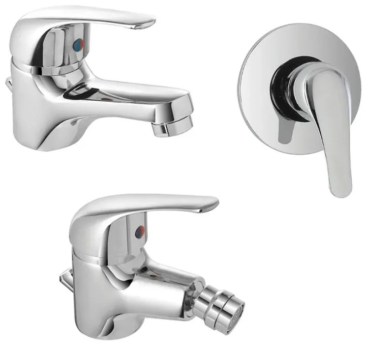 Set rubinetti lavabo bidet e doccia incasso con scarico automatico Kant
