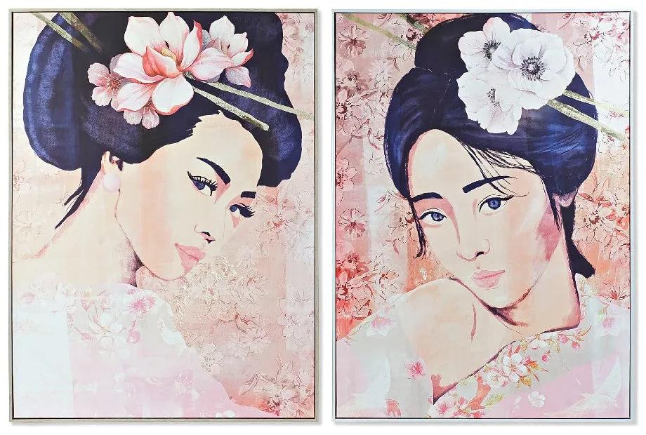 Quadro DKD Home Decor Tela Geisha (2 pezzi) (103.5 x 4.5 x 144 cm)