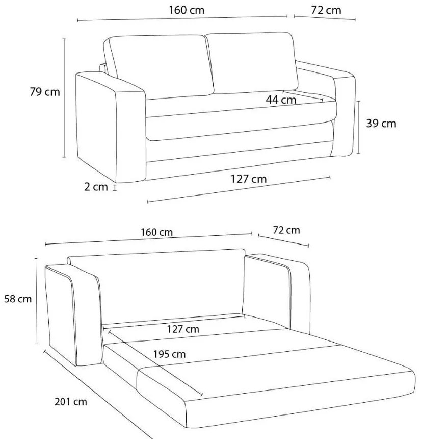 Divano grigio allungabile 160 cm Come – Bobochic Paris