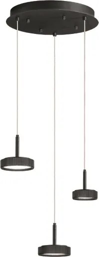 Lampada a sospensione NINA in metallo verniciato 45 cm Nero 3 Luci Led