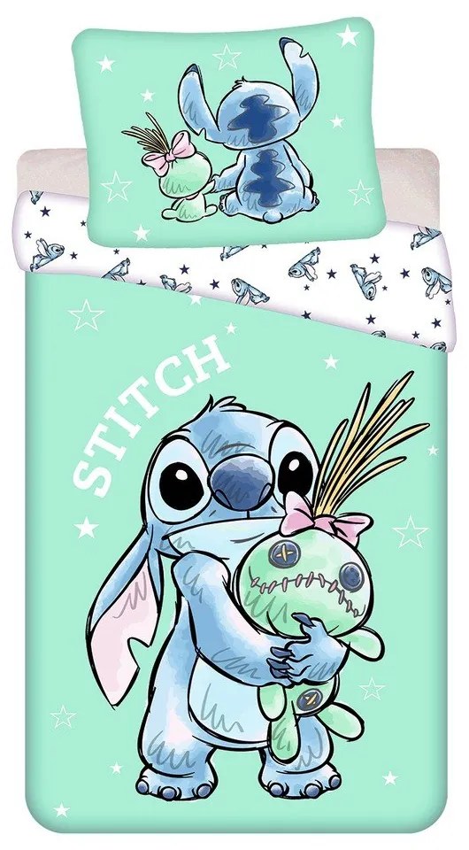 Set copripiumino e federa da bambini color menta in cotone per letto singolo 140x200 cm Lilo &amp; Stitch "Buddies" – Jerry Fabrics