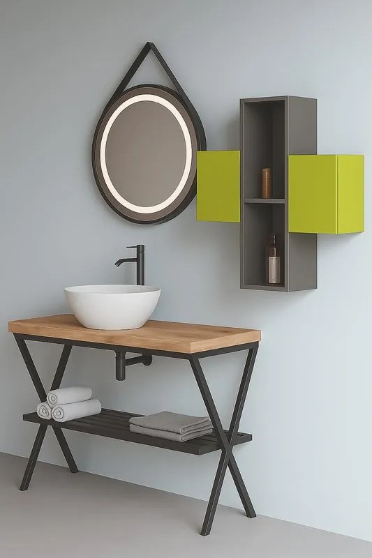 Mobile da bagno sotto lavabo Kros marrone opaco L 100 x H 60 x P 48 cm, lavabo non incluso