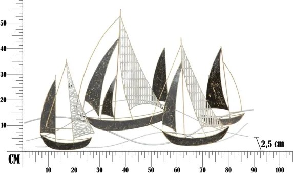 Pannello decorativo in ferro con trama barche 91x2,5x55,9 cm Veliero