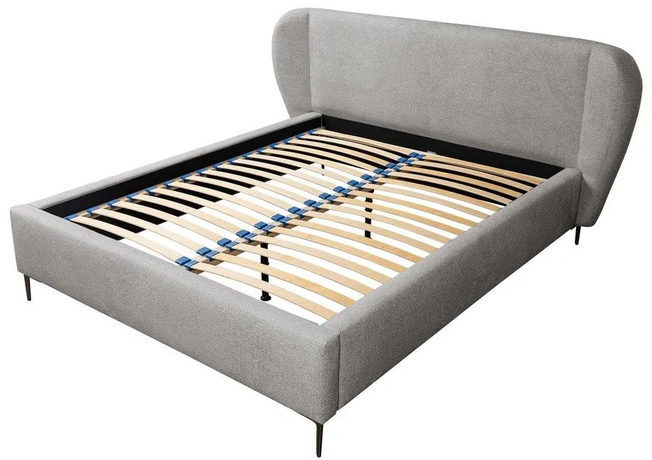 Letto matrimoniale imbottito grigio chiaro con rete inclusa 160x200 cm Makana – Makamii