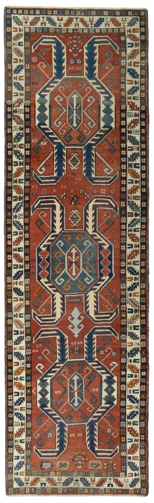 Heriz Tappeto 110x370 Rosso (Iran) Annodato A Mano