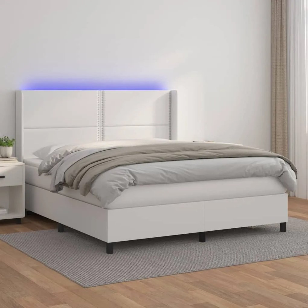 Giroletto molle con materasso e led bianco 180x200cm similpelle