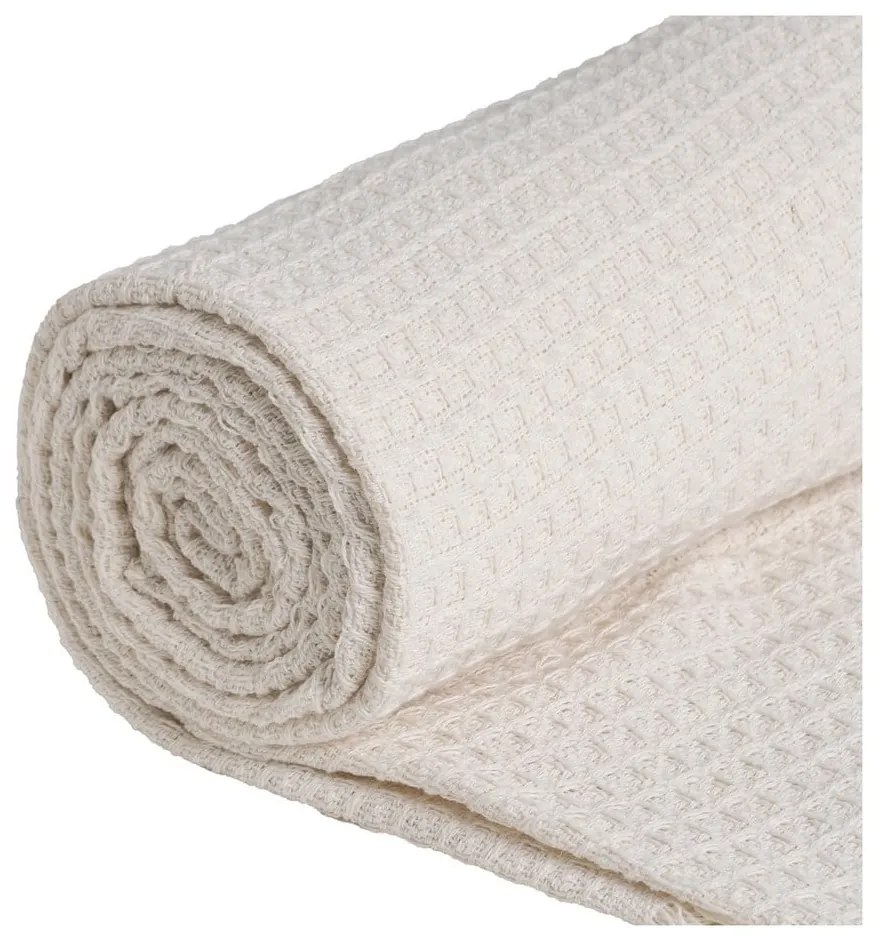 Copriletto crema in cotone riciclato 260x280 cm Honeycomb - Ixia