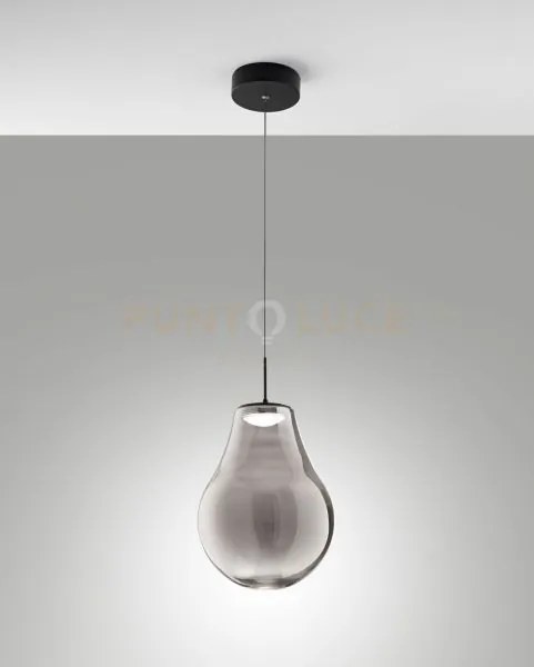 Noa sospensione fume' 1 luce in vetro attacco led cct 14w - 1510 lm...