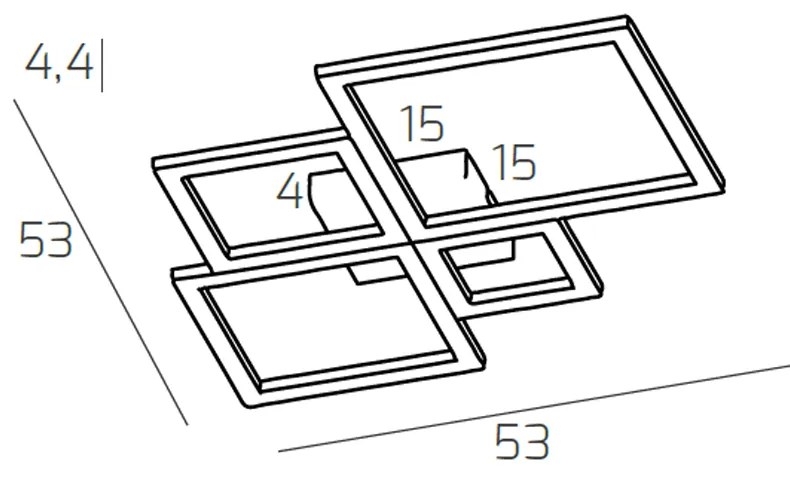 Plafoniera Moderna Quadrata Four Squares Alluminio Nero Led 71W