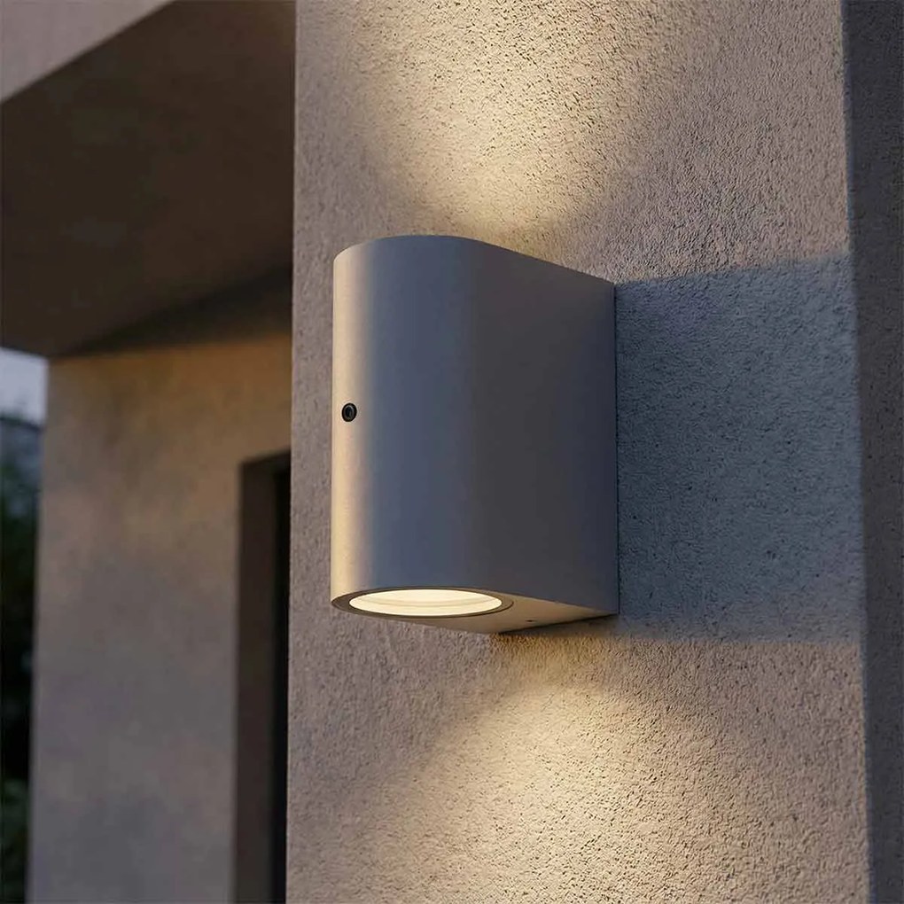 Applique Stondata 2xGU10 con Sensore Crepuscolare IP65 - Grigia