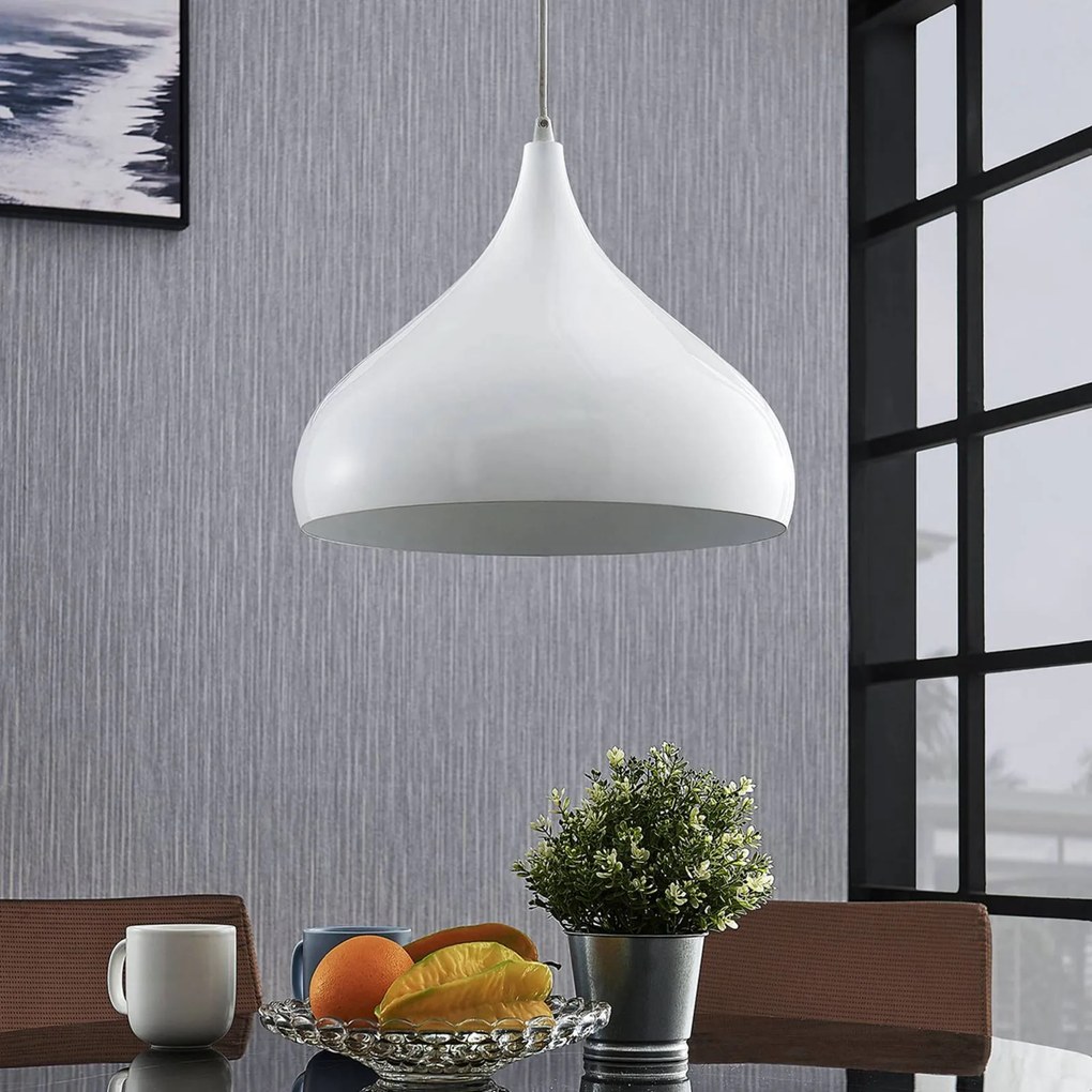 Lindby Lampada a sospensione Ritana, alluminio, bianco
