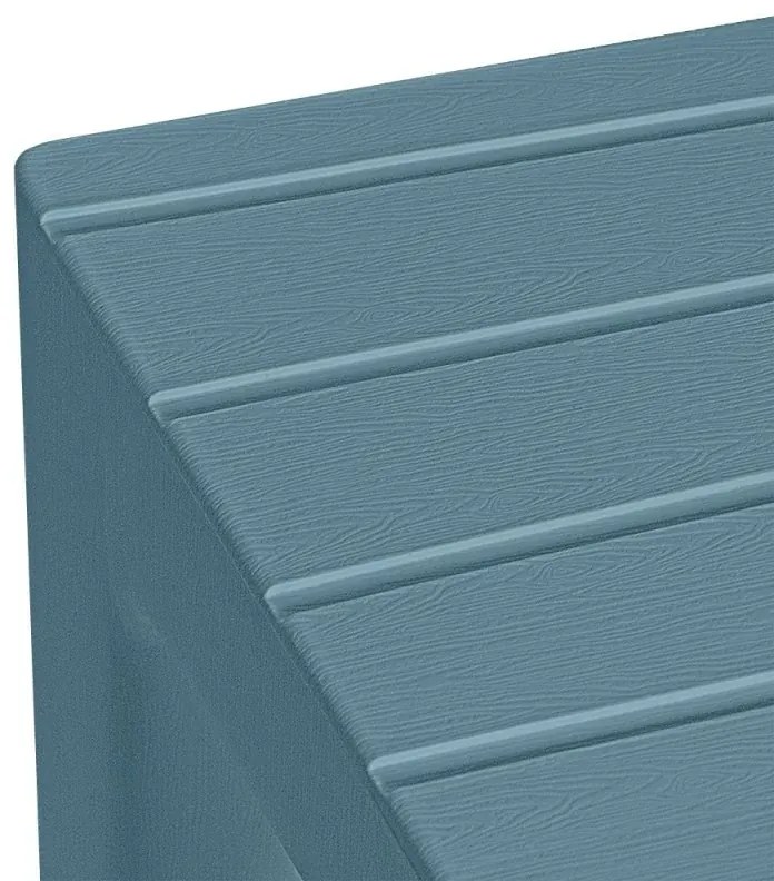 Sgabello bagno Lello multiuso turchese cobalto effetto legno