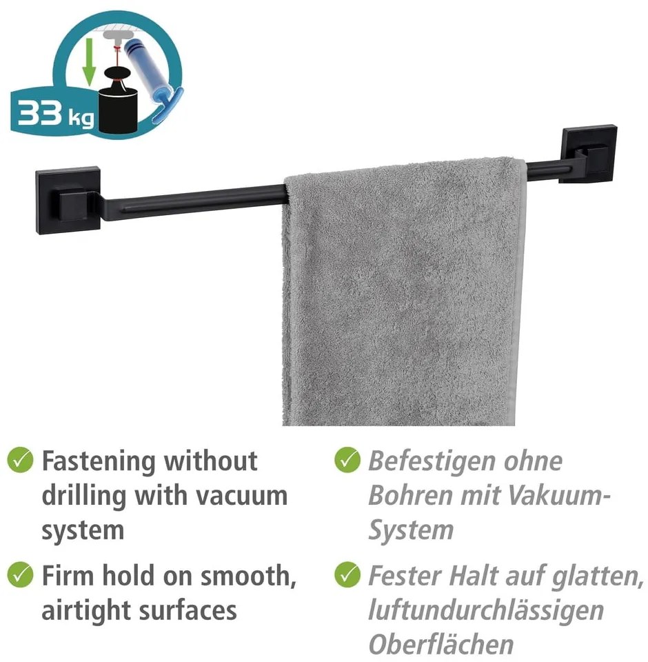 Porta asciugamani autoportante in acciaio inox nero Quadro - Wenko