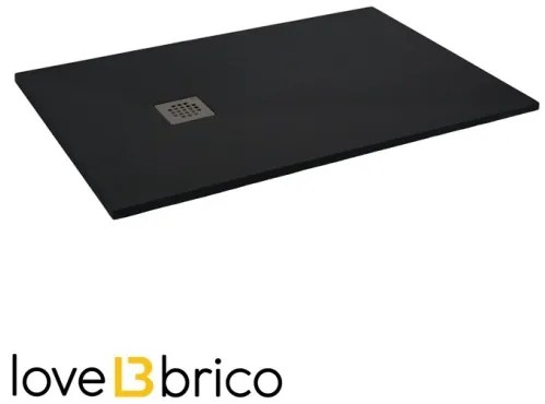 Piatto doccia in mineralmarmo 80x120 cm antracite effetto pietra con griglia e piletta sifonata