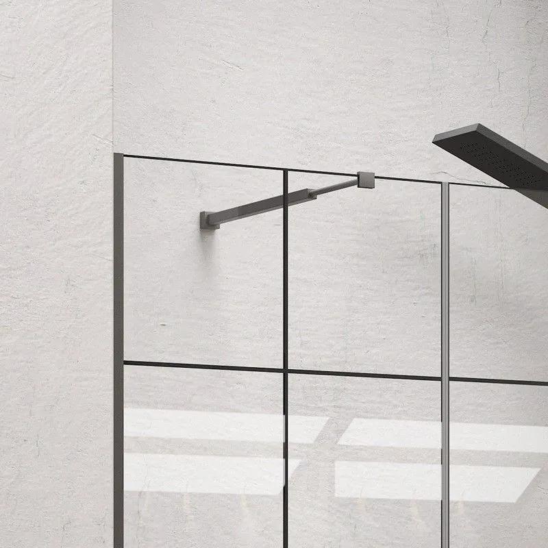 Kamalu - porta doccia 141-144 cm telaio nero opaco vetro serigrafato | kam-p5000