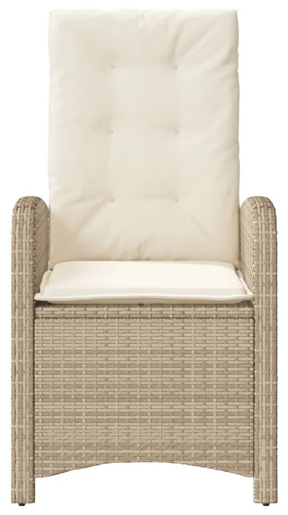 Sedia reclinabile da giardino con cuscini beige in polyrattan