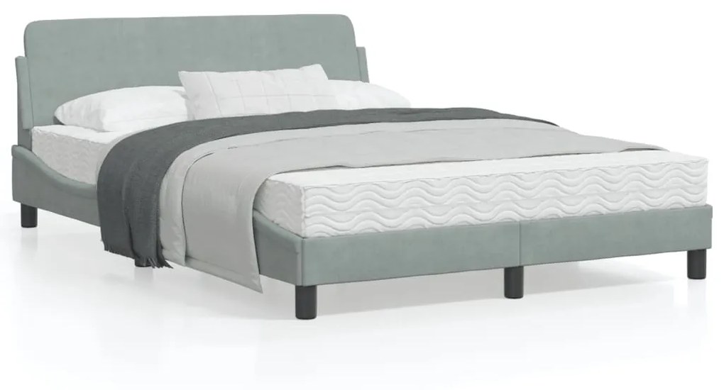 Giroletto Senza Materasso Grigio Chiaro 140x190 Cm Velluto /